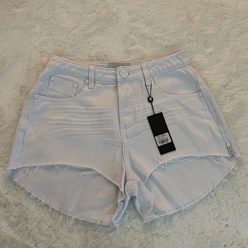 One Teaspoon White Beauty Trucker Shorts